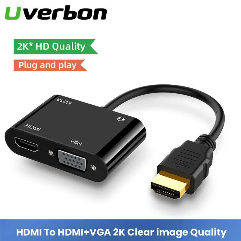HDMI-совместимый с VGA HD 2-в-1 видеоразъем 1080P Высокоскоростной адаптер разъём HDMI папа