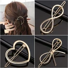 Металлическая заколка для волос, модный зажим геометрической формы, в форме треугольника, луны, круга, аксессуары для волос