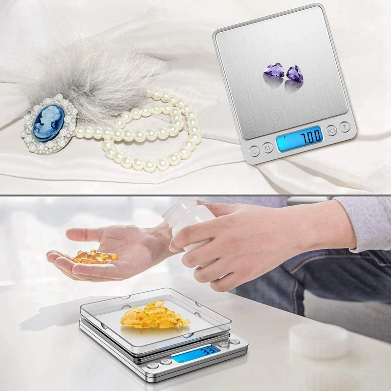 

Stainless Steel Pocket Scales,2000G/ 0.1G Kitchen Food Scales, Jewelry Scales,with Lcd Display,Batteries Included