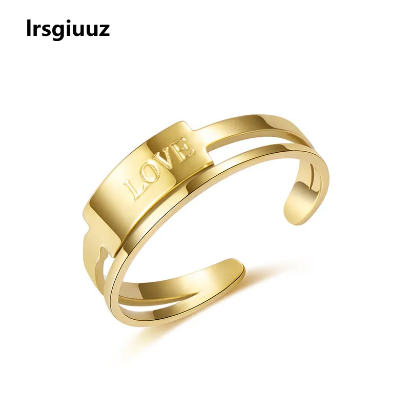 

Stainless Steel Plated 14k Double-layer English Letter LOVE Ring Fashion Popular Opening Adjustable Hand Jewelry For Women