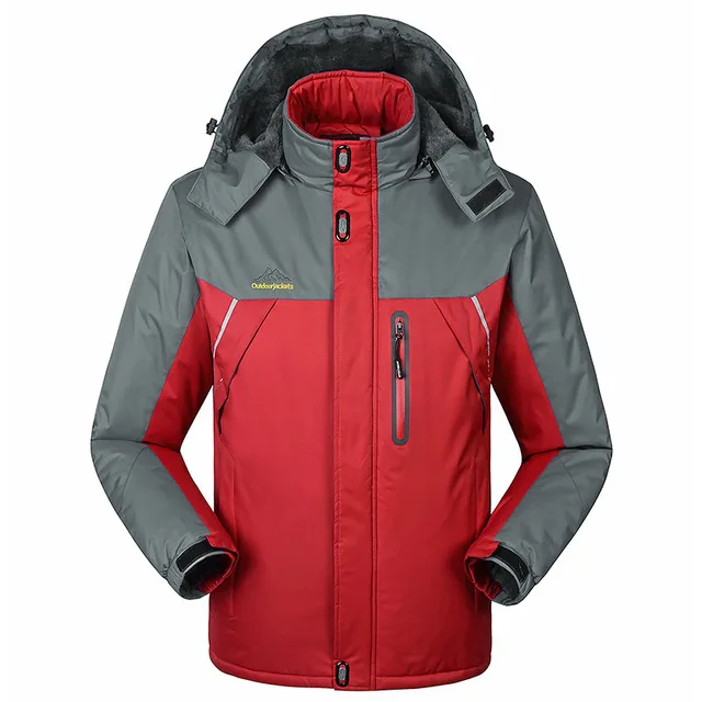 30 C FIT плюс толстый бархат вниз& парка пальто 6XL 7XL 8XL 9XL зимняя куртка мужская водонепроницаемая ветрозащитная chaquetas hombre - Цвет: Red1588