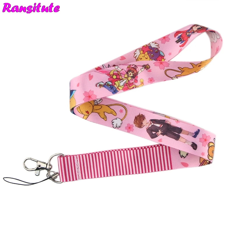 Ransitute держатель для карт Sakura lanyard key ID Card ремень для мобильного телефона USB держатель для бейджа DIY lanyard rope R585