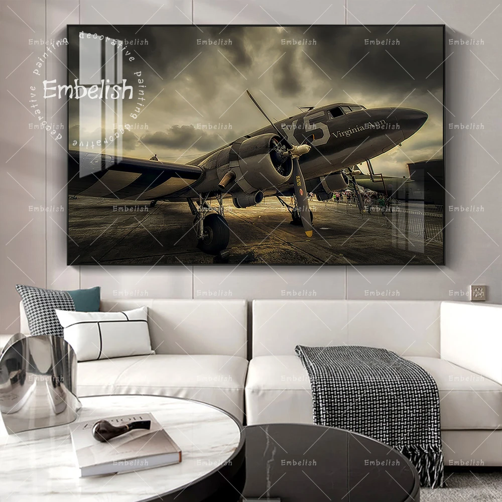 

1 Pieces Large Airplane Landing At Airport Landscape Wall Pictures For Living Room Home Decor Posters HD Spray Canvas Paintings