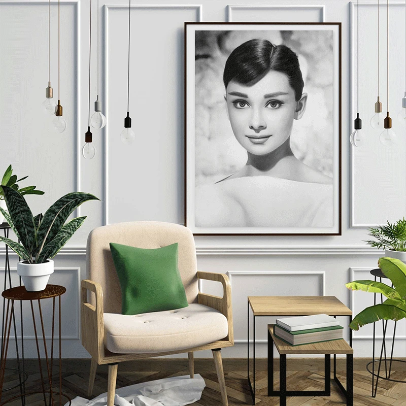 Черно белая голливудская кинозвезда Одри Хепберн настенная Картина на холсте