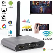 Mirascreen X6W Plus 2.4G 5G 4K Wireless VGA Adapter Stick Miracast Airplayer HDMI-compatible Wifi Dongle for Android Phone To TV