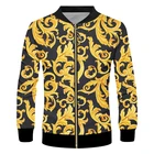 Куртка IFPD в стиле барокко на молнии для мужчин и женщин, роскошное пальто в европейском стиле с 3D-принтом золотых цветов, пуловер большого размера, Прямая поставка