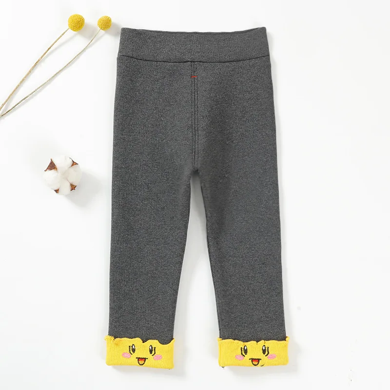 Winter Baby Warm Leggings For Children 0-4T Pants Kids Thicken Warm Elastic Waist Cotton Leggings Girls Pants Trousers - Цвет: Smiling gray