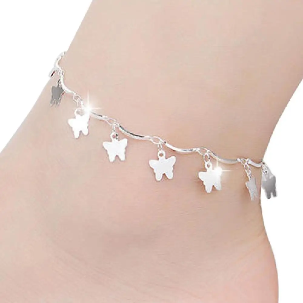

30% Dropshipping Hot Women Chic Silver Plated Butterfly1 Stars Bell Charm Anklet Bracelet Foot Chain