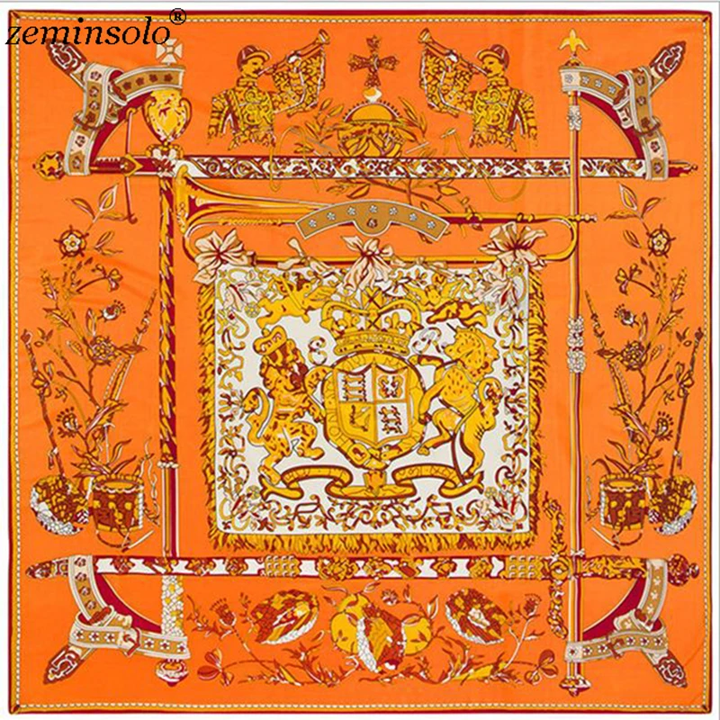 Модный большой квадратный шелковый шарф с принтом шаль бандана