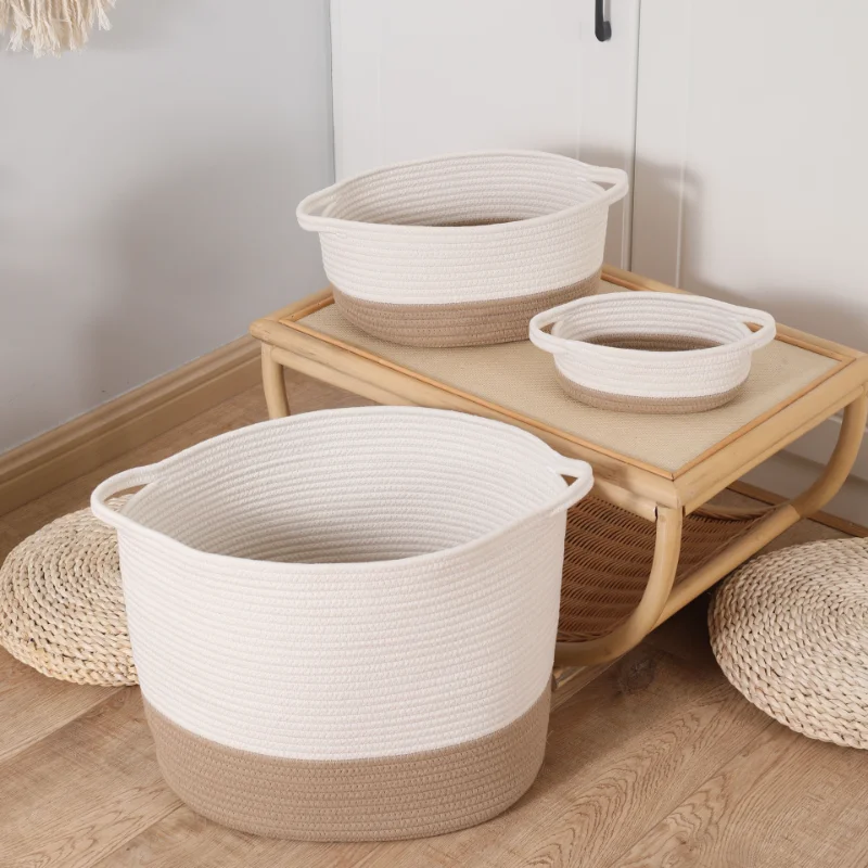 

Woven Storage Basket Nordic Rope Toys Snacks Sundries Large Capacity Dirty Clothes Bucket home decor laundry organizer