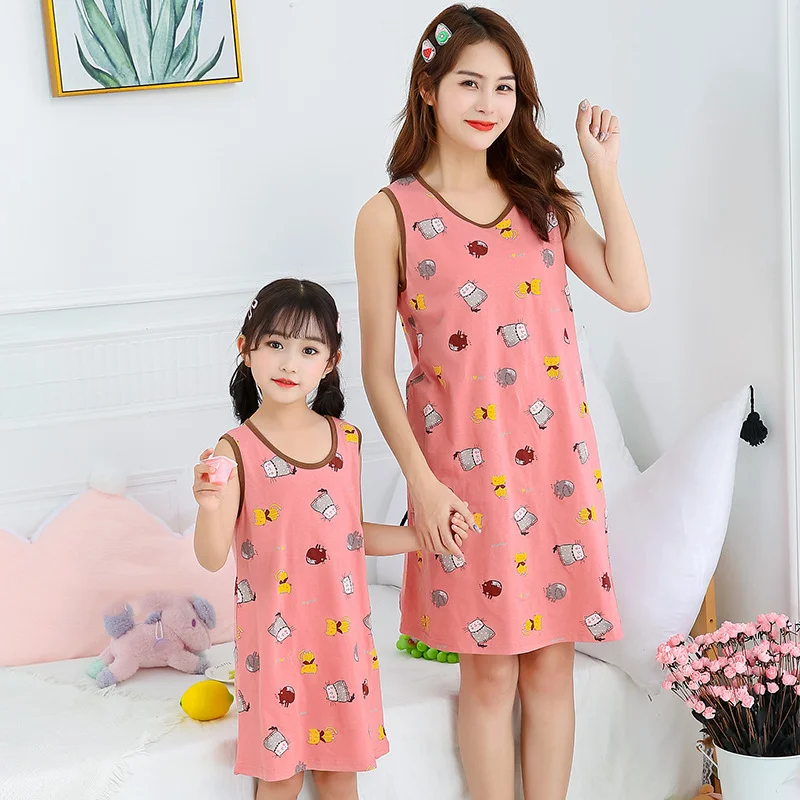 

Pijamas Kids Girls Nightdress Clothes 2021 Summer Fruit Nightgown Children Clothing Sleeveless Pajamas Dress Kids Homewear