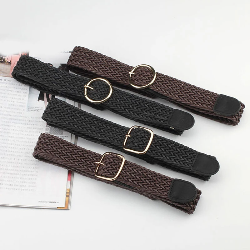 

Ladies 2021 New Braided Belt Fashionable Elastic Canvas Belts All-match Style Pure Color Elegance Contracted Delicate Waist Belt