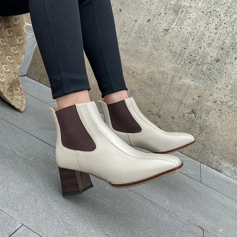 

FEDONAS Top Quality 2020 Autumn Winter Shoes For Women Genuine Leather Square Toe Thick Heels Pumps Newest Basic Shoes Woman