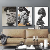 black and white abstract character david minimalism decorative painting canvas printing process living room entrance art decorat