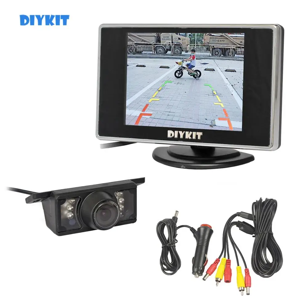 

DIYKIT Wired 3.5 inch TFT LCD Car Monitor IR Night Vision Rear View Car Camera Kit Reversing Camera Parking Assistance System