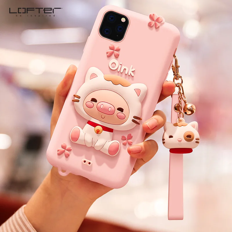 Pink Чехол для телефона Piggy с мультяшным рисунком для iPhone 11, для iPhone 11 Pro Max, ударопрочный чехол, силиконовый милый чехол для iPhone 11 Pro - Цвет: Pink
