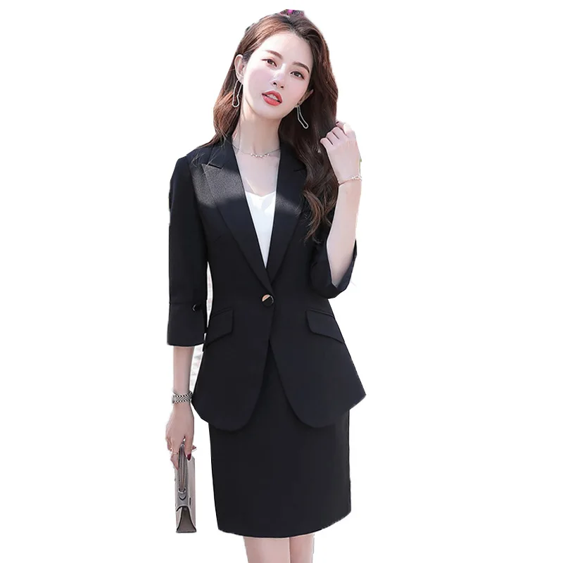 Корейский Тонкий элегантный женский костюм однотонный деловой Блейзер брюки