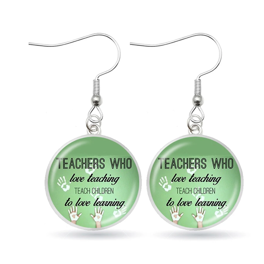 Супер учительские висячие серьги учение это работа сердца стеклянные