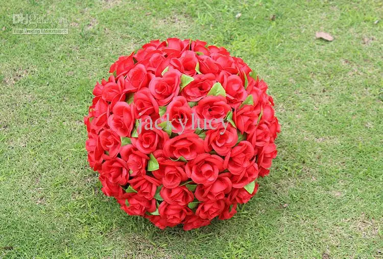 

12" (30 cm) Artificial Rose Silk Flower Leaf Kissing Balls For Christmas Ornaments Wedding Party Decorations Supplies