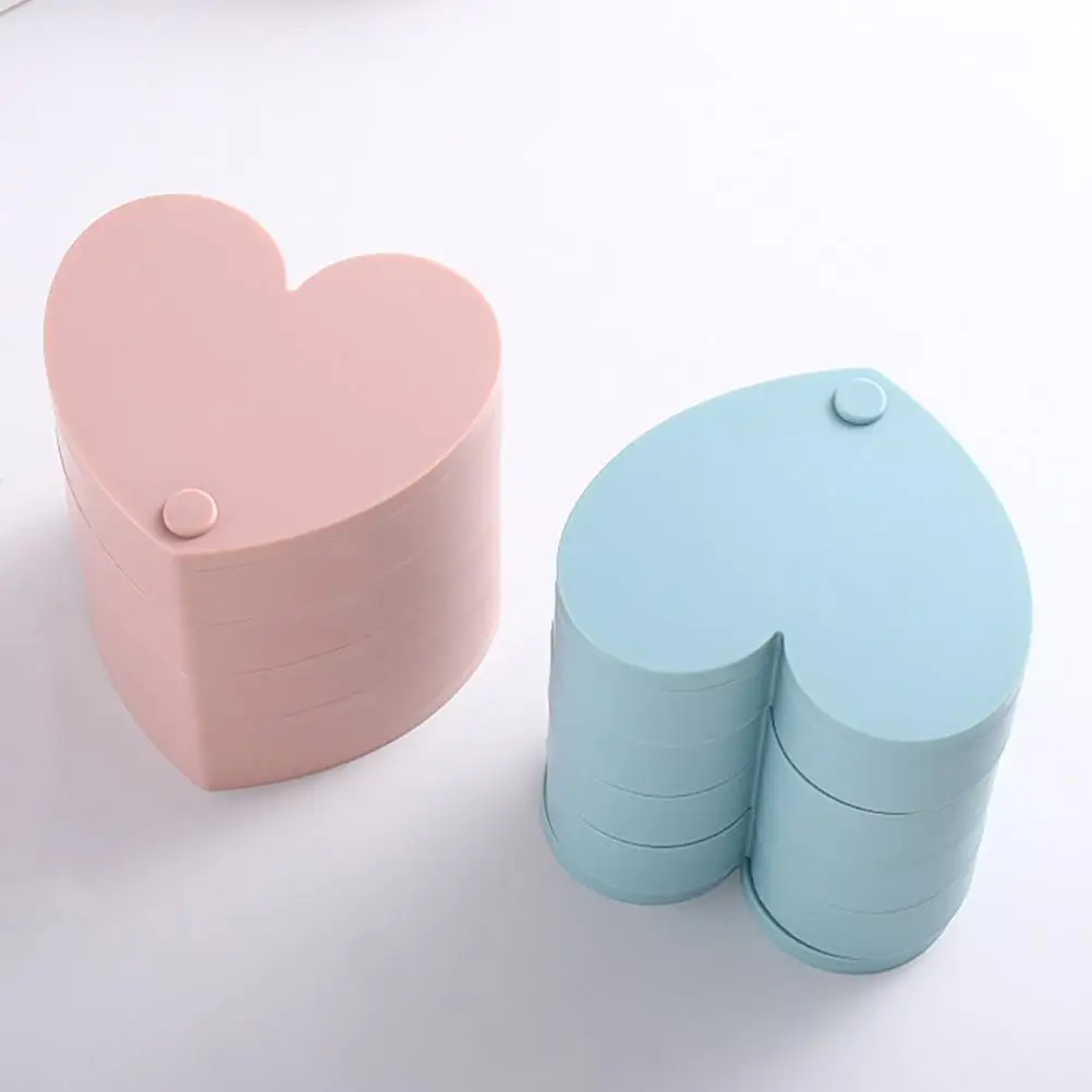 

Jewelry Storage Box Heart-Shaped Rotating Storage Jewelry Tray Holder Box 4 Layer Rotating Case For Bracelets Rings Necklace