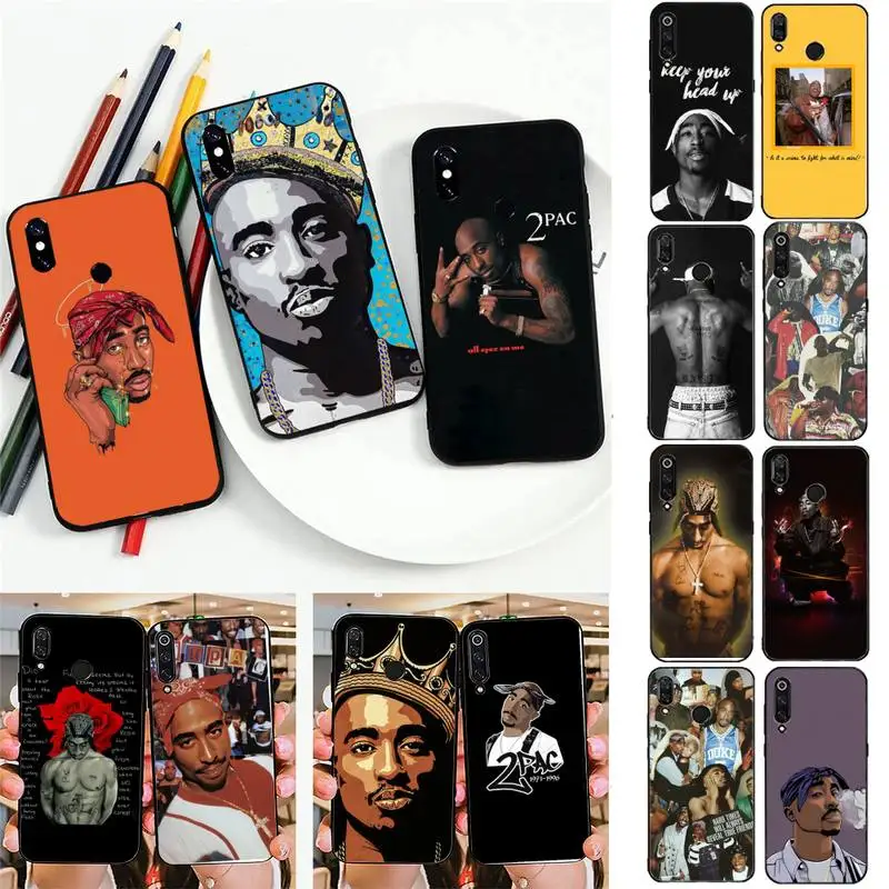 

Rapper 2pac singer Phone Case For Redmi note 8Pro 8T 6Pro 6A 9 Silicone Fundas for Redmi 8 7 7A note 5 5A note 7 Capa