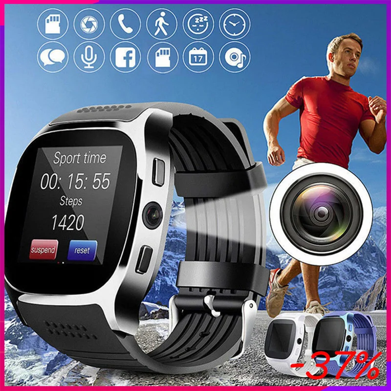 

T8 Bluetooth Smart Watch Man Touch Screen With Camera Support SIM Card Call Sport Positioning Tracker Smartwatch For Kids Elder