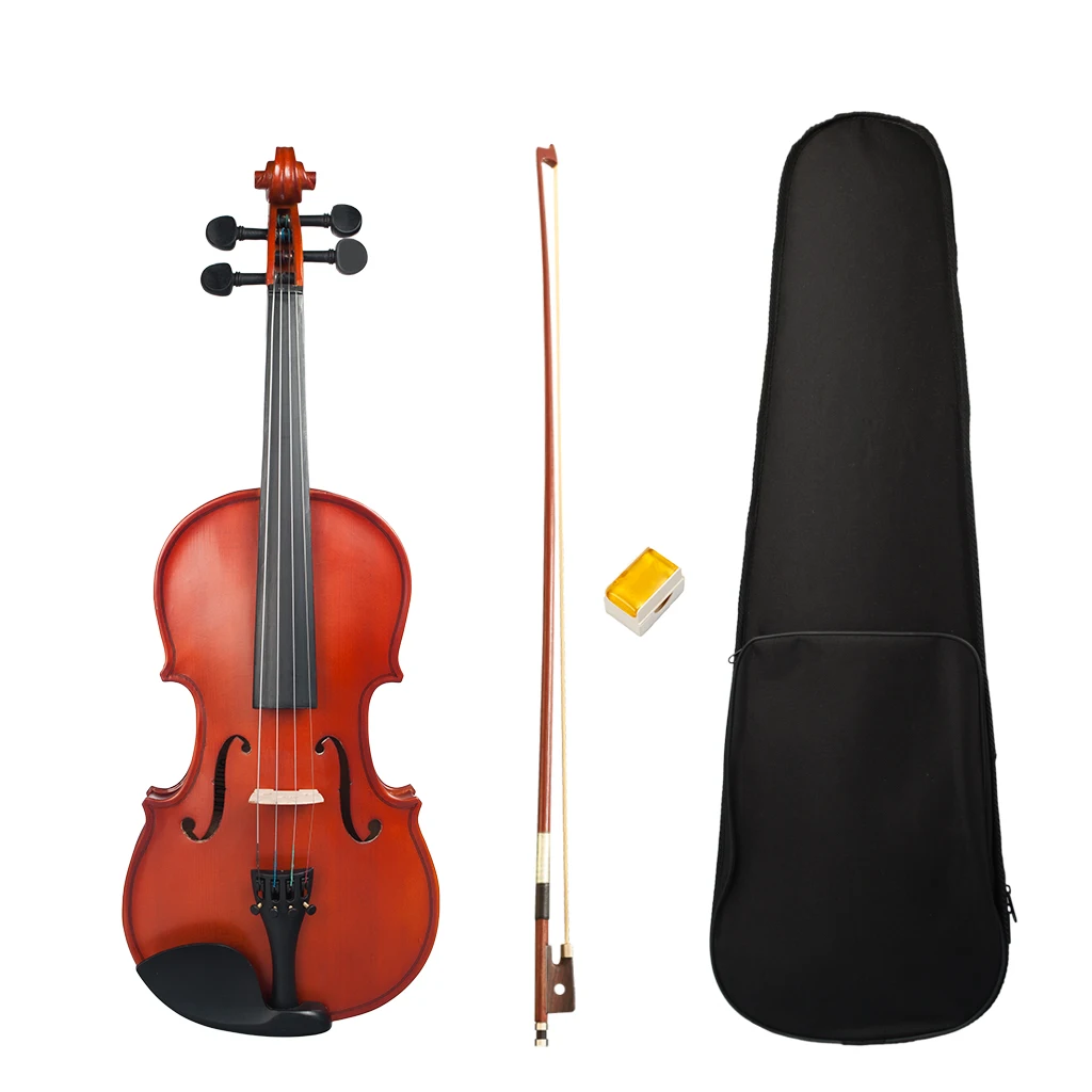 Enlarge NEW 4/4 Full Size Violin Matte Violin W/Case+Bow+Rosin Set For Biginner Violin Learner Natural Color Violin/Fiddle