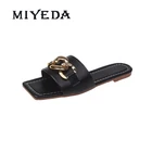 MIYEDA женские сандалии на танкетке; Сезон лето; Шлепанцы; Повседневные с металлической цепочкой на открытом воздухе Мужская пляжная обувь крутые женские шлепанцы без задника с открытыми пальцами размера плюс женские свадебные туфли ручной работы на плоской подошве