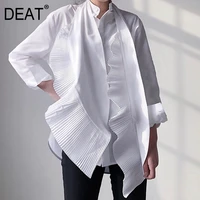 deat 2021 new spring and autumn fashion women clothes turn down collar full sleeves pleasted scarf shirt two pieces wd60300l