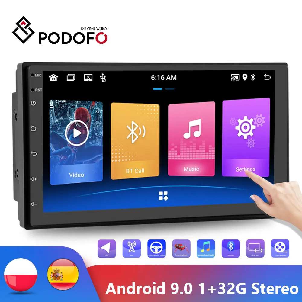 

Автомагнитола Podofo 2 Din, мультимедийный проигрыватель на Android 9,0, 32 ГБ, GPS, 7 дюймов, для Volkswagen, Nissan, Hyundai, Kia, Toyota