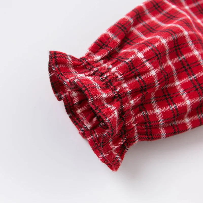 

DBM14393 dave bella autumn baby girl's cute bow plaid print zipper dress children fashion party dress kids infant lolita clothes