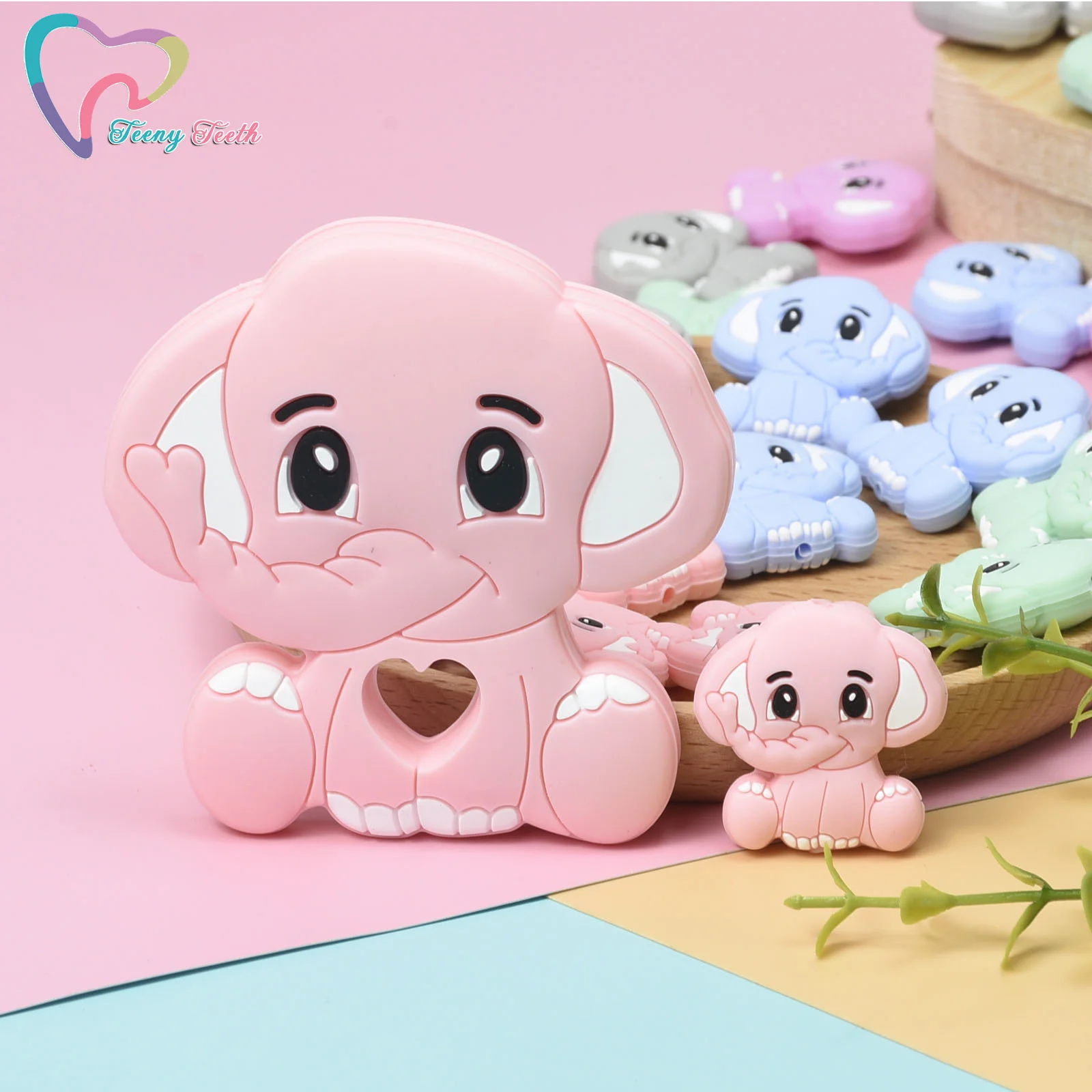 Mordedor de elefante de silicona para beb&eacute;, colgante de silicona de grado alimenticio, juguete de dentici&oacute;n para beb&eacute;, regalo, 1 unidad-4