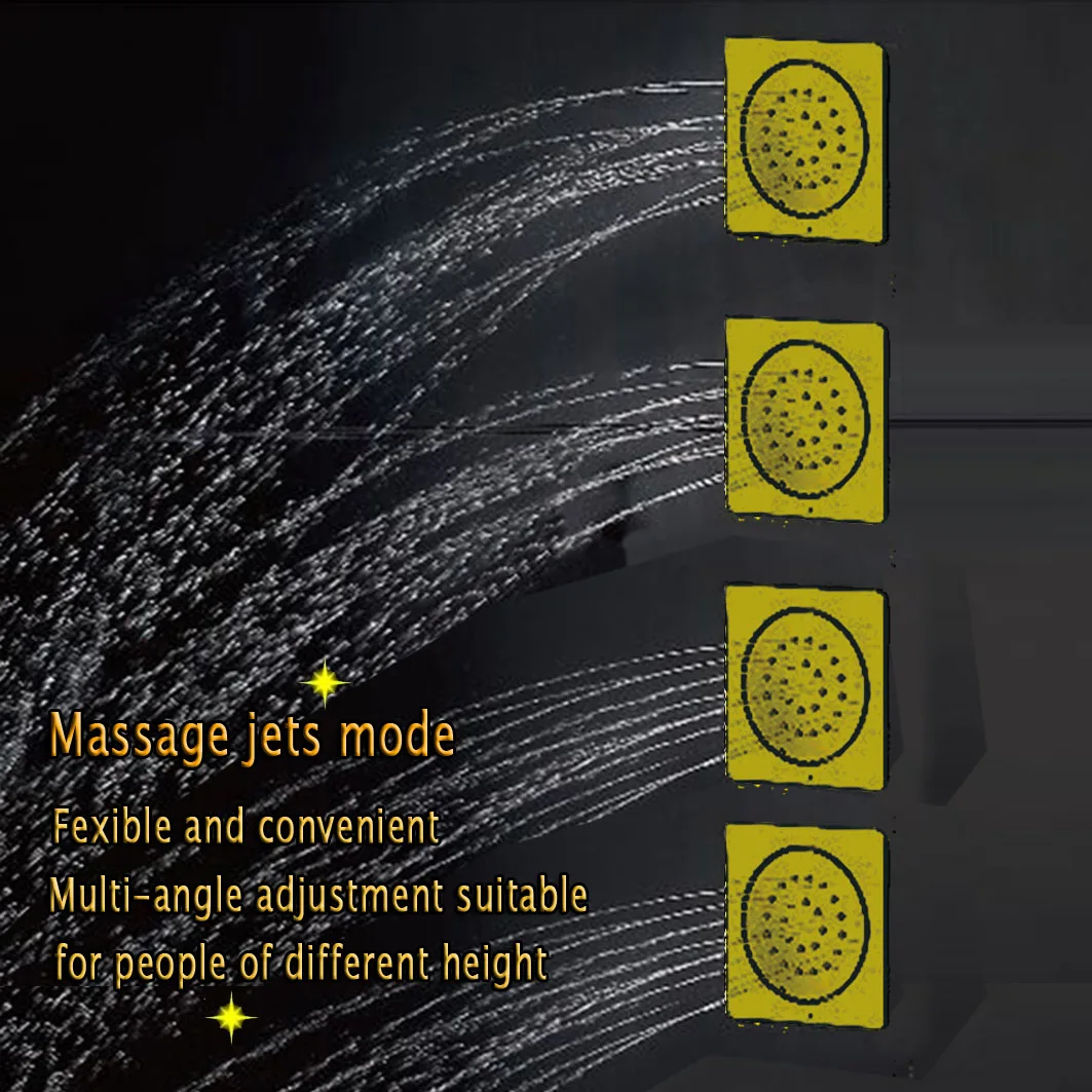 Набор для душа термостатический золотистый со смесителем и золотистыми