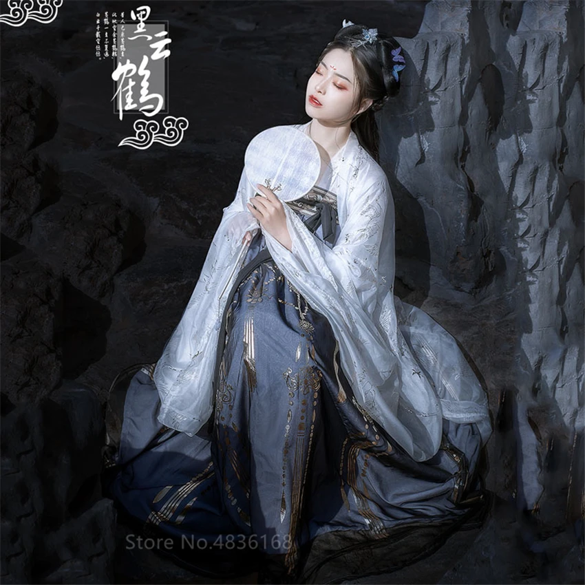 Hanfu Традиционный китайский национальный костюм феи Тан костюм народное Платье женское народное платье с вышивкой древняя Новогодняя одежда танцевальный Халат