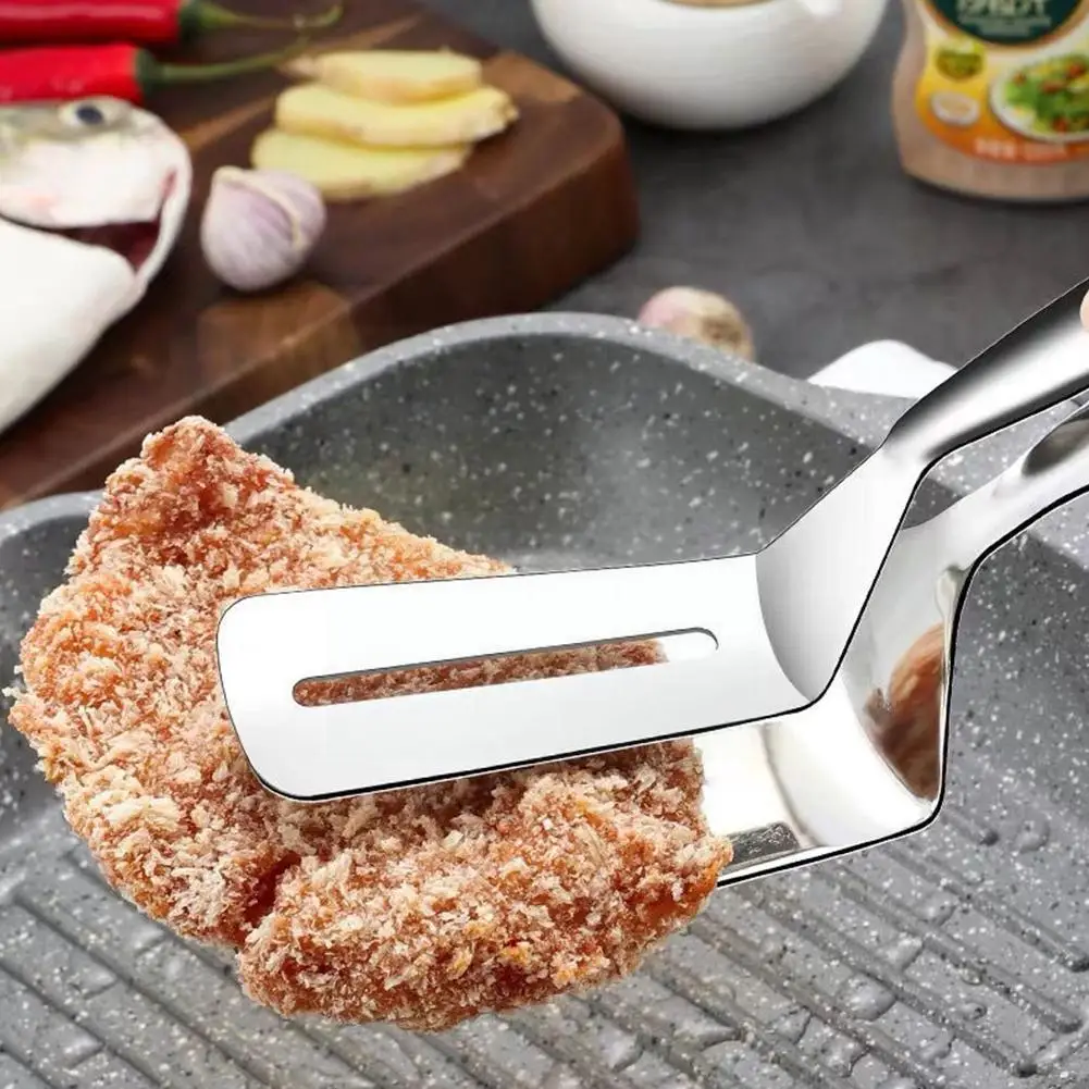 

Steel Frying Shovel Food Tongs Pizza Pancakes Barbecue Spatula Turning Cookware Tong Shovel Food For Home Steak Clamp D0x7