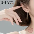Женские серьги-подвески с длинной цепочкой WANTME, серьги из стерлингового серебра 925 пробы с золотым сердечком, корейские ювелирные изделия 2020