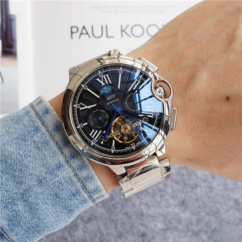 

Men's Luxury Brand Tourbillon Mechanical Watch 1:1 Design Catier Classic Blue Balloon 46mm Case Diameter Calendar Week Display
