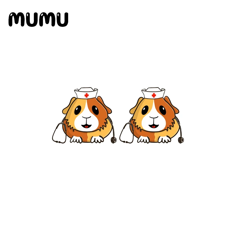 Серьги-гвоздики в виде морской свинки акриловые украшения ручной работы с милой