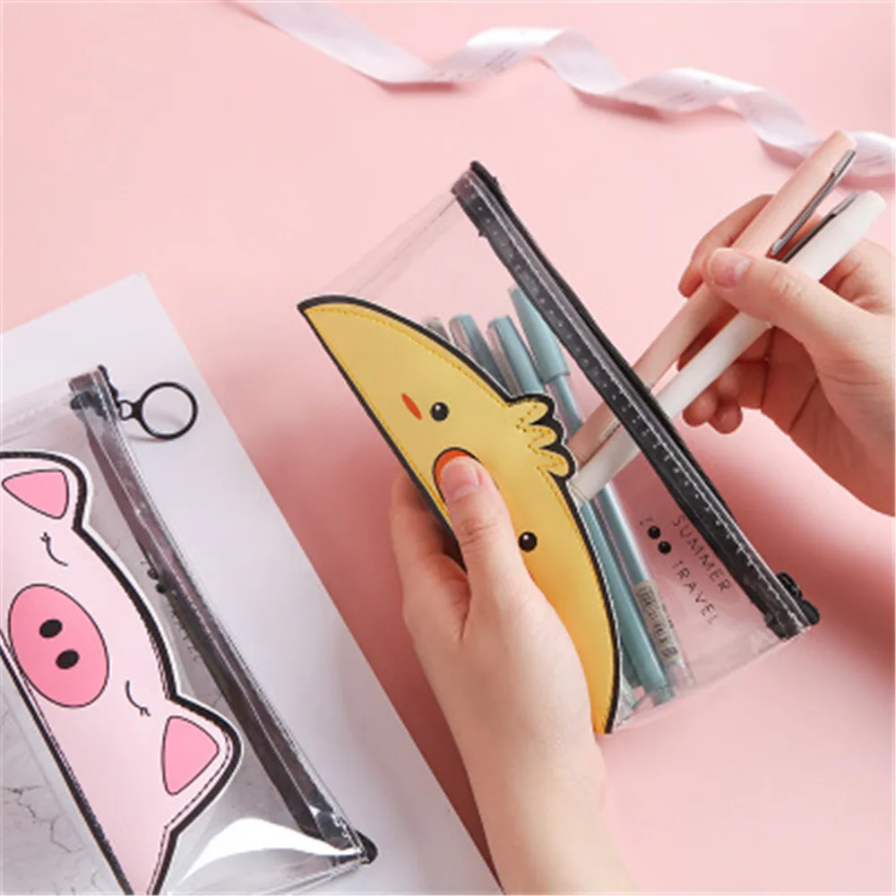 Милый чехол для карандашей учеников сумка хранения милых цыплят свиньи лягушки