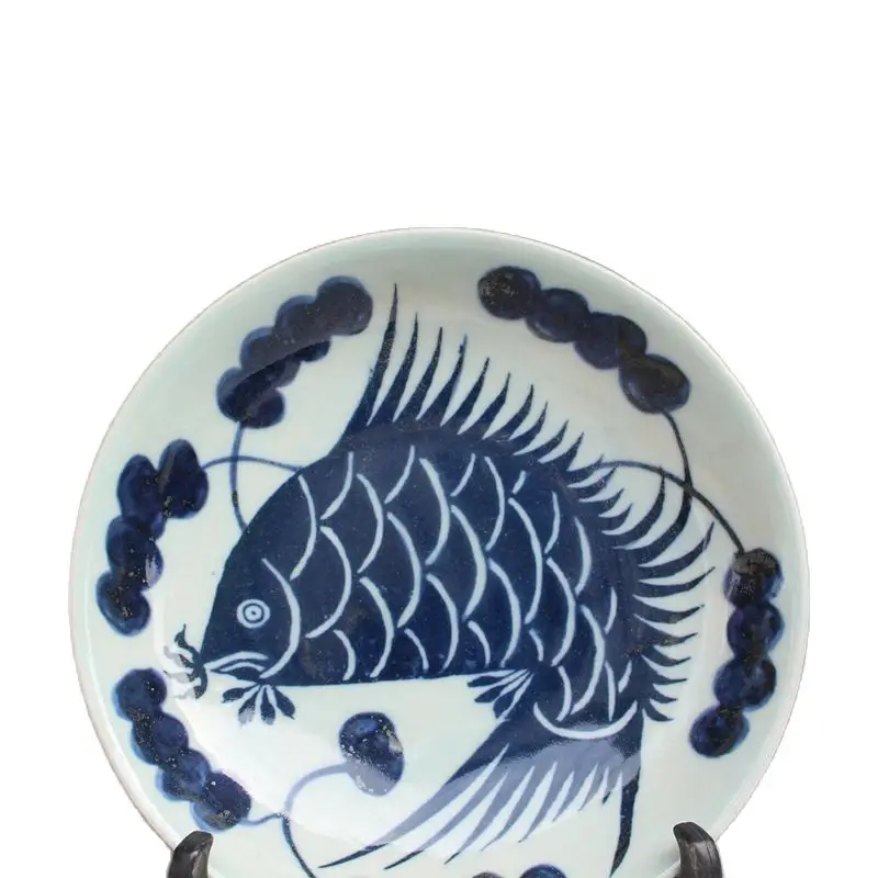 Китайский Старый Фарфор Синие Глазурованные Рыбные Плиты