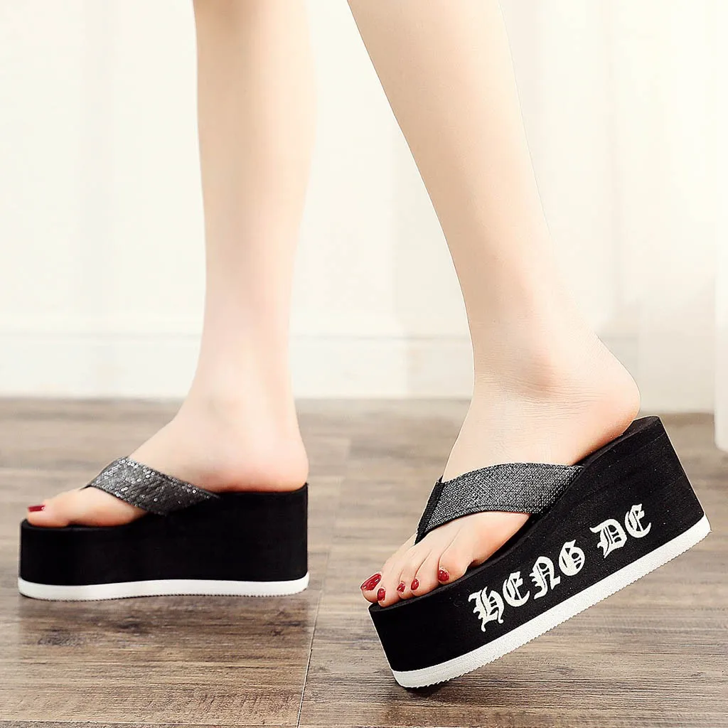 Женские шлепанцы на платформе летние пляжные сандалии повседневная обувь