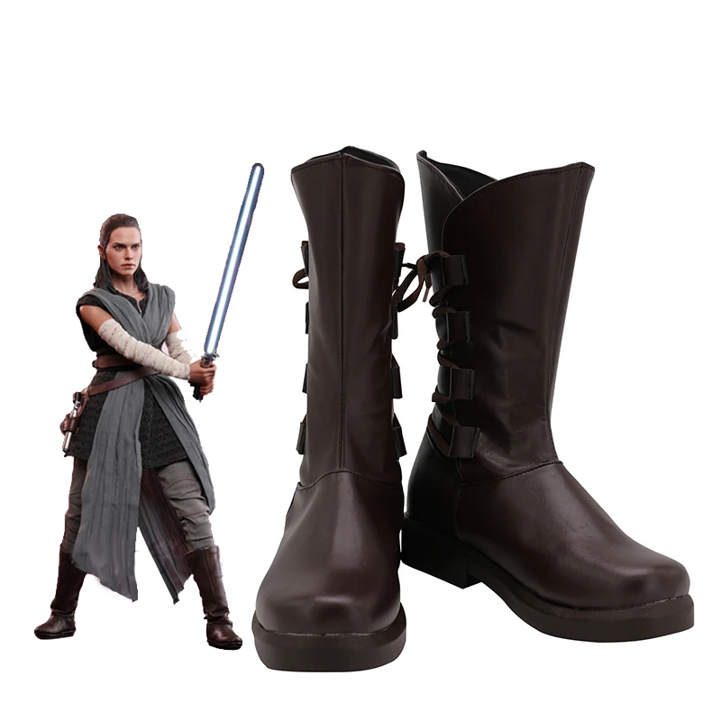 Star Cosplay Wa The Last Jedi Rey Boots Leather Shoes Halloween Carnival Party Prop Custom Made Any Size | Тематическая одежда и