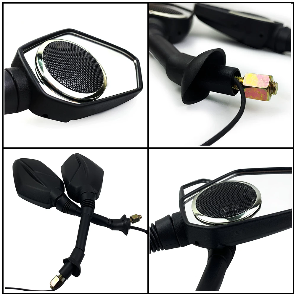 Мотоцикл Bluetooth аудио зеркала заднего вида скутер FM MP3 плеер звук Противоугонная охранная сигнализация зеркало 10 мм 8 мм Универсальный