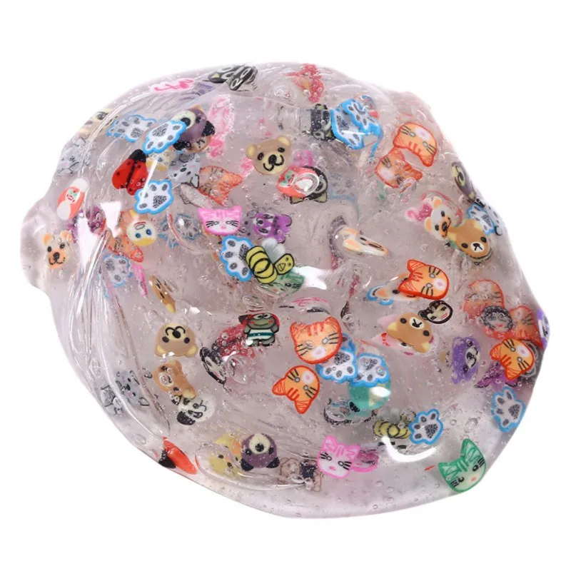 Красочная игрушка сделай сам прозрачный пушистый слайм фрукты животные узорные