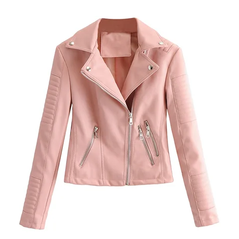 Женская куртка из искусственной кожи, однотонная плиссированная куртка на молнии с длинным рукавом, верхняя одежда, весна-осень 2020