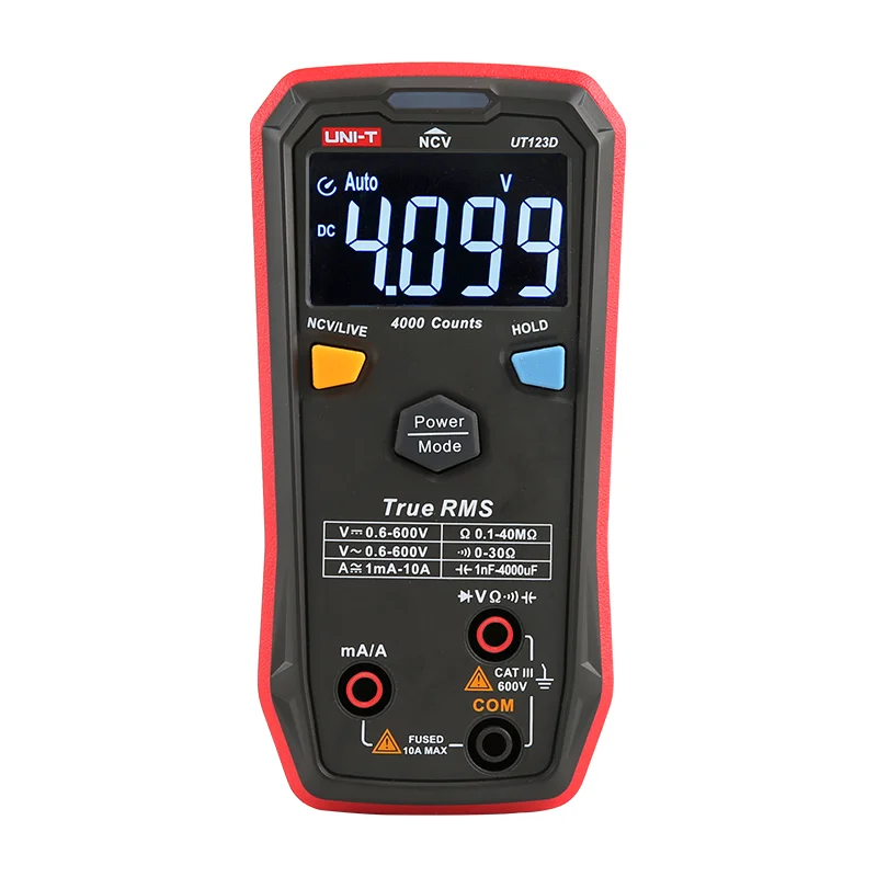 

UNI-T UT123D Digital Mini Multimeter True RMS EBTN Display DC AC Voltage Current Tester Capacitance Meter Measuring Instrument