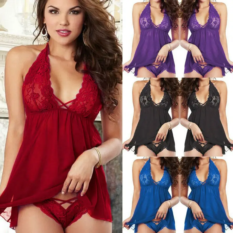 Абсолютно Новое сексуальное женское нижнее белье кружевное платье Babydoll Ночное