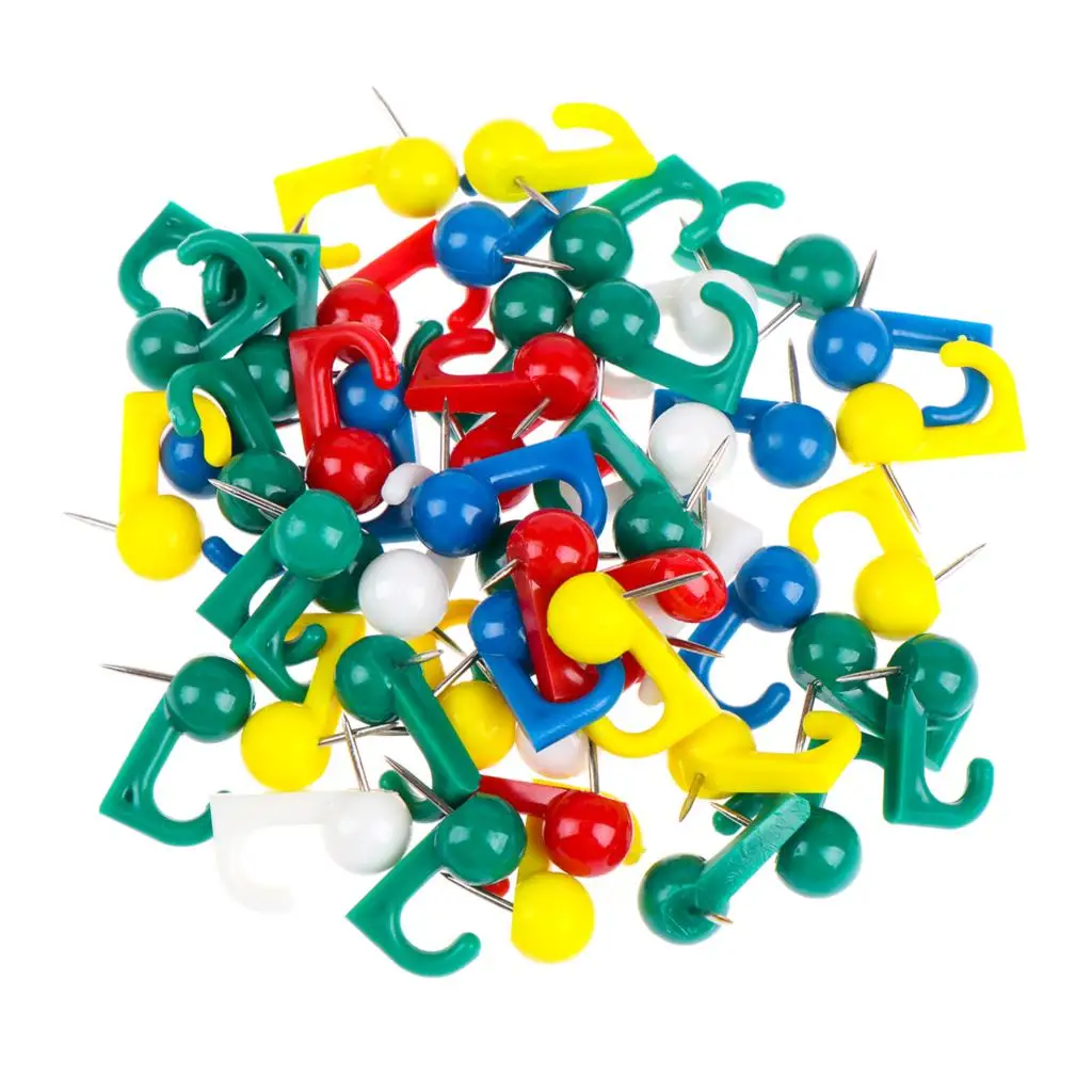 50pcs Giant Push Pins Plastic Heads Pushpins Wall Hook Thumb Tacks Marking Diy Clothing Positioning Large Head | Инструменты