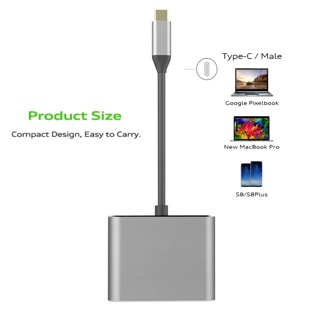 USB коммутатор 3 1 Type C в серый 4K HDMI 0 концентратор адаптер кабель для Apple планшетный