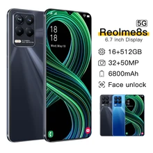 2021 Reolme 8s 5G  6.7 Inch Smartphone 6800mAh Unlock Global Version  Android 11 32MP+50MP Moblie Phones Ultra unibody Celular